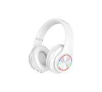 Cuffie Bluetooth wireless - Luci colorate/pieghevoli/Batteria di grande capacitÃ /Microfono integrato - Bluetooth 5.0/Portata 10 m Bianco puro