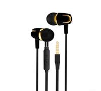 Cuffie Cablate In-Ear con Microfono Cancellazione Rumore | Materiale ABS leggero, comfort prolungato, cavo , connettore 3.5mm standard, per vari disponibili(black gold)