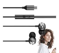Cuffie cablate per bassi pesanti: decodifica digitale audio cablato da 3,5 mm, design in-ear in metallo, suono stereo con bassi pesanti, auricolari compatibili con tipo C, cuffie musicali con