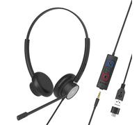 Cuffie cablate per call center Tellur Voice 420, binaurali, jack USB da 3,5 mm, nero - Nouvo