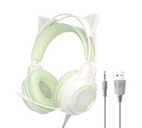Cuffie cablate per PC, cuffie con orecchie di gatto da 7,28 pollici, microfono con cancellazione del rumore, dispositivo audio stereo con comodo cuscino | Attrezzatura per ascoltare il computer per