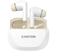 CANYON Hexagon 7 True Wireless Cuffie TWS con ANC & ENC, Bluetooth 5.4, ricarica wireless, durata della batteria 27h, Multipoint, Touch Control, bianco-beige