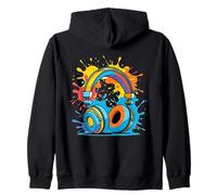 Cuffie Colorate con Spruzzi di Vernice Felpa con Cappuccio