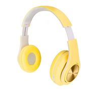 Cuffie con Cancellazione Attiva del Rumore, Cuffie Auricolari Wireless Bluetooth 5.0 Pieghevoli, Cuffie con Luce Colorata RGB, Cuffie Auricolari in Pelle PU, per Ragazzi, Ragazze(Giallo)