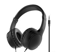 Cuffie con cavo da 3,5 mm sull'orecchio, leggere, comode da indossare, audio bilanciato per smartphone e tablet, per lettore mp3, scuola, filo nero