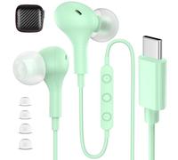 Cuffie con cavo USB C per iPhone 17 16 Pro Max 15 per Samsung S26 S25 Ultra S24 S23, auricolari con cavo USB tipo C con microfono e telecomando per iPad 10 11th Pixel 10a 9 9a, verde