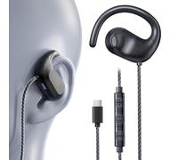 Cuffie con cavo USB C, tipo C, auricolari aperti con microfono, auricolari da corsa con gancio girevole e controllo del volume per iPhone 15 e 16, Samsung, telefoni Android USB C, tablet e laptop