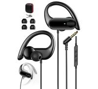 Cuffie con Filo Jack 3,5MM Cuffiette con Gancio Auricolare Microfono e Controllo Volume 1,8M Auricolari con Filo per Samsung per iPhone Laptop per MP4 per PS5 Sport Gaming Ufficio Musica Radio Nero