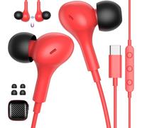 Cuffie con Filo per iPhone 17 Pro Max 16 15 Plus/pixel 9 10 9a, Rood | Auricolari USB C con Microfono Controllo volume per redmi note 14 pro5g poco x7 pro 14t 15 ultra magic 7 lite 400 smart 200