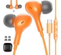 Cuffie con Filo per iPhone 17 Pro Max 16Plus, Auricolari USBC, arancione | con Microfono Controllo volume per xiaomi redmi note 14 pro poco x7pro 14t 15 ultra pixel 9 10 9a magic 7 lite 400 smart 200
