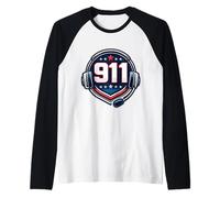 Cuffie con Microfono 911 Emergency Dispatcher First Responder Maglia con Maniche Raglan
