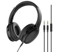 Cuffie con microfono cablato sull'orecchio, pieghevoli, Hi-Fi, isolamento acustico, per adulti, uomini, donne, bambini, scuola, ufficio (microfono)