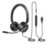 Cuffie con microfono e cancellazione del rumore avanzate, comode per tutte le forme della testa, controllo in linea per volume e mute, pronte per