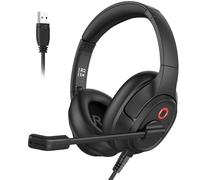 Cuffie con microfono per PC, cuffie USB per computer, cuffie con cancellazione del rumore ambientale alimentate da AI, con busylight, microfono mute boom e controllo del volume, cuffie over-ear