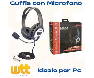 Cuffie con microfono per Pc Skype Notebook Videolezioni jack 3,5 mm