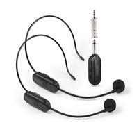 Cuffie con microfono wireless 2.4G con 50 m, sistema doppio microfono per karaoke, PA, insegnamento, fitness e turismo