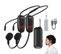Cuffie con microfono wireless, ricaricabili, con trasmettitore e ricevitore, suono chiaro, basso rumore, lungo raggio, cuffie wireless per parlare, insegnare e fitness