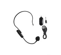 Cuffie con microfono wireless, sistema PA 2,4 G, con gancio per l'orecchio regolabile, portata 30 m e tempo di conversazione 8 ore, per amplificatori vocali, altoparlanti, mixer, karaoke (nero)