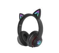 Cuffie con orecchie da gatto carine per bambine, SCELTA REGALO PERFETTA, design kawaii a cartone animato, Bluetooth 5.0 wireless e con filo,