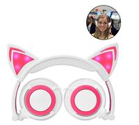 Cuffie con orecchie da gatto e tecnologia di limitazione del volume, ideali per i giovani ascoltatori.