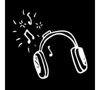 cuffie con una canzone che suona con le note cuffie Adesivi murali 54.6x58.9cm Autoadesivo Bianco