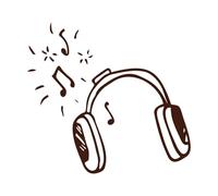 cuffie con una canzone che suona con le note cuffie Adesivi murali 67.2x72.5cm Cultura del tatuaggio Caffè