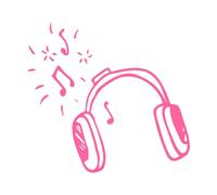 cuffie con una canzone che suona con le note cuffie Adesivi murali in vinile 54.6x58.9cm Facile da installare Rosa