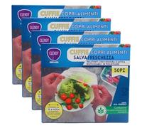 Cuffie Copri Alimenti Salva Freschezza, Resistenti con Chiusura Elastica, Riutilizzabili in Polietilene, Estendibili da 10 a 42 cm di Diametro, Confezione da 50 Pezzi (4)