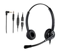 Cuffie da 2,5 mm con microfono a cancellazione del rumore per telefono Panasonic, incluso connettore da 3,5 mm per smartphone, PC, laptop, cuffie da ufficio CallCenter per telefono cordless DECT Cisco