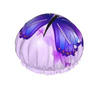 Cuffie da a a farfalla viola per donna, cuffie da a riutilizzabili e impermeabili, grandi cuffie da bagno elastiche, doppie cuffie da bagno per capelli, progettate per tutte le lunghezze d