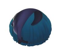 Cuffie da a a forma di delfino, graziose, per donne, riutilizzabili, impermeabili, per la a, grandi, elastiche, doppie cuffie da bagno, progettate per tutte le lunghezze di capelli con fod