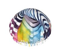 Cuffie da a colorate e carine a forma di zebra per donne, cuffie da a riutilizzabili e impermeabili, grandi cuffie da bagno elastiche, doppie cuffie da bagno per capelli, progettate per tu