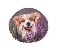 Cuffie da a con cane e fiori di lavanda per donna, riutilizzabili, impermeabili, morbide, con doppio strato di protezione