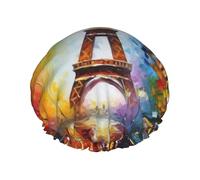 Cuffie da a con dipinto della torre Eiffel di Parigi per donne, cuffie da a riutilizzabili e impermeabili, grandi cuffie da bagno elastiche, doppie cuffie da bagno per capelli, progettate