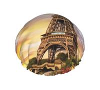 Cuffie da a con motivo Torre Eiffel Parigi per donna, cuffie da a riutilizzabili e impermeabili, grandi cuffie da bagno elastiche, doppie cuffie da bagno per capelli, progettate per tutte