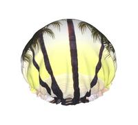 Cuffie da a con palme tropicali per donne, cuffie da a riutilizzabili e impermeabili, grandi cuffie da bagno elastiche, doppie cuffie da bagno per capelli, progettate per tutte le lunghezz