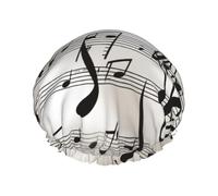 Cuffie da a con stampa di note musicali per donna, cuffie da a riutilizzabili e impermeabili, grandi cuffie da bagno elastiche, doppie cuffie da bagno per capelli, progettate per tutte le