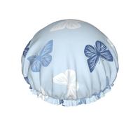 Cuffie da a per donna con motivo a farfalla blu, regolabili, con fodera a doppio strato, impermeabili e durevoli