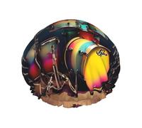 Cuffie da a riutilizzabili con stampa Cool Drums Set per donne, cuffia DoubleHair, cuffia per capelli per adulti per tutti i capelli