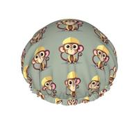 Cuffie da a riutilizzabili con stampa di scimmietta carina per donne, cuffia DoubleHair, cuffia per capelli per adulti per tutti i capelli