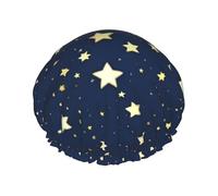 Cuffie da a riutilizzabili con stampa di stelle e cielo blu navy per donne, cuffia DoubleHair, cuffia per capelli per adulti per tutti i capelli