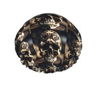 Cuffie da a riutilizzabili con stampa di teschio rock roll e scheletro per donne, cuffia DoubleHair, cuffia per capelli per adulti per tutti i capelli