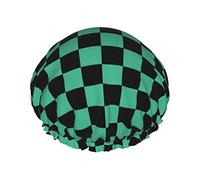 Cuffie da a scozzesi nere e verdi giapponesi anime per donna, cuffie da a riutilizzabili impermeabili per capelli Cuffia da bagno turbante Cuffia da a per ragazze