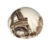 Cuffie da a vintage a forma di farfalla con la Torre Eiffel di Parigi per donna, cuffie da a riutilizzabili e impermeabili, grandi cuffie da bagno elastiche, doppie cuffie da bagno per cap