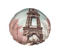 Cuffie da a vintage con motivo Torre Eiffel di Parigi per donna, cuffie da a riutilizzabili e impermeabili, grandi cuffie da bagno elastiche, doppie cuffie da bagno per capelli, progettate