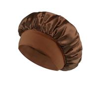 Cuffie da bagno da donna Berretto da notte a tesa larga Salone di bellezza Cappelli for la cura dei capelli Copricapo Cofano in seta con fascia elastica morbida(Dark Brown)