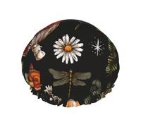 Cuffie da bagno impermeabili Cuffie da a riutilizzabili in plastica compatibili con il profumo cosmetico moderno Lady Girly Rossetto nero, Cappello da bagno per capelli con fascia elastica per sa