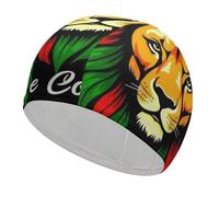 Cuffie da bagno per adulti, resistenti e impermeabili, per diverse acconciature, per il tempo libero, con motivo Reggae Rasta Lion, rosso, giallo, verde
