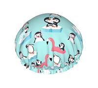 Cuffie da bagno pinguino carino per bambini Cuffia per capelli Cuffia per doccia riutilizzabile Cuffia per capelli morbida ed elastica per capelli lunghi Capelli corti Capelli ricci