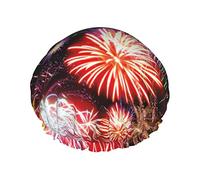 Cuffie da bagno riutilizzabili per donna Capelli lunghi Bellissimi fuochi d'artificio Cappello da a impermeabile a doppio strato stampato